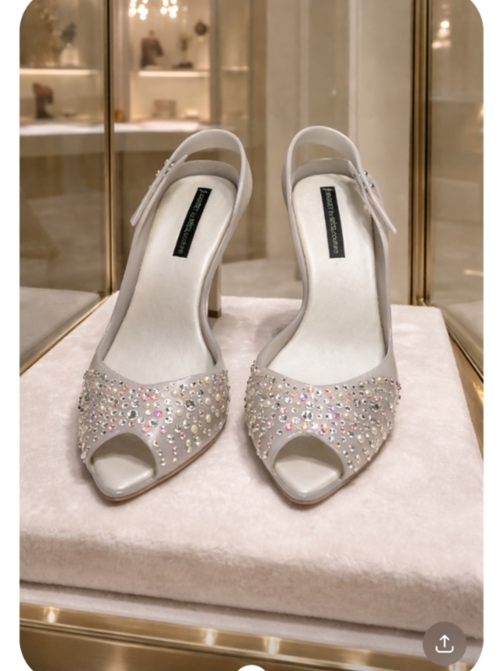 Melissa White Crystal Peep-Toe Slingback Heels